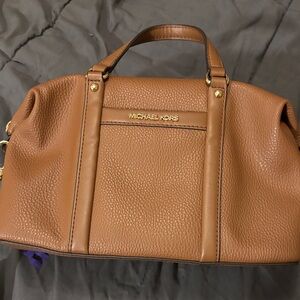 Michael Kors Tan Pebbled Leather Satchel with Gold Hardware